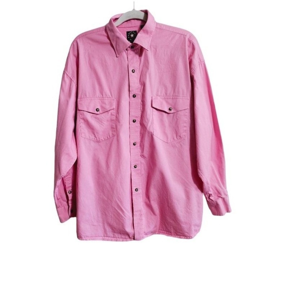 Men's Vintage Panhandle Pearl‎ Snap Shirt Size Long sleeve button up Pink